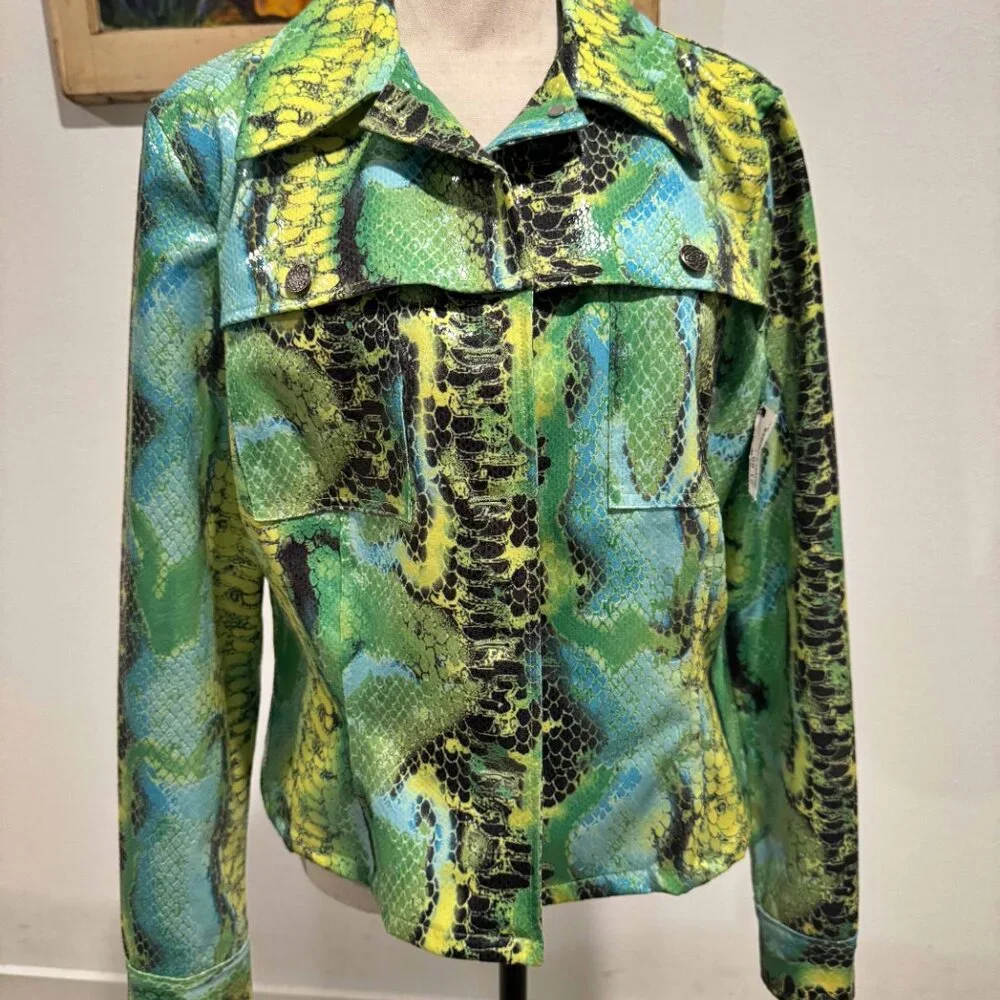 Nwt‎ Renfrew Sz M Multi Color Sheen Poly Spandex Lt Weight Jacket - Picture 2 of 11